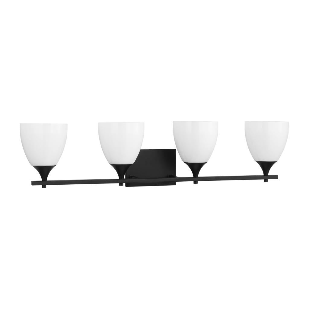 Toffino 4-Light Bath Sconce | Midnight Black | Milk Glass