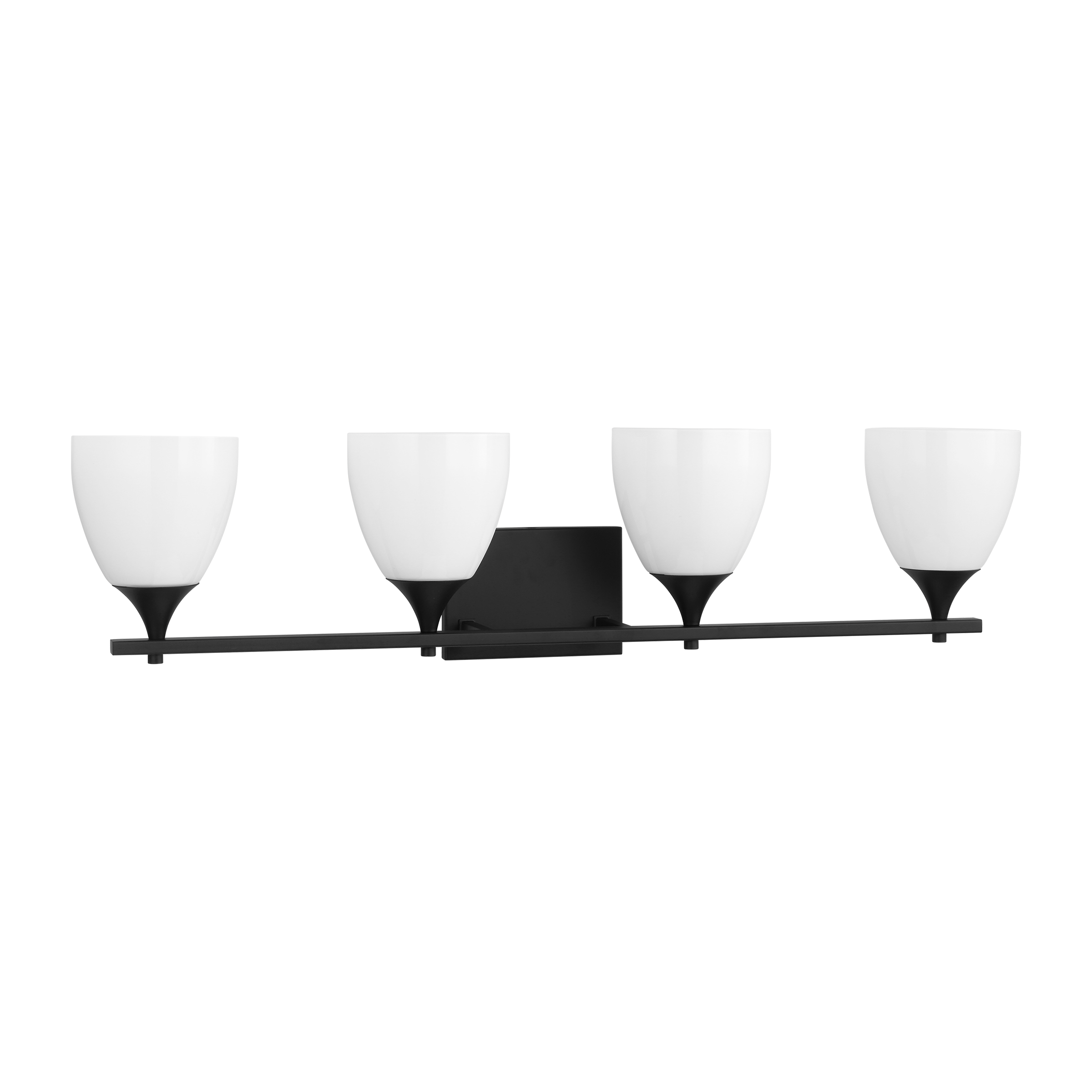 Toffino 4-Light Bath Sconce | Midnight Black | Milk Glass