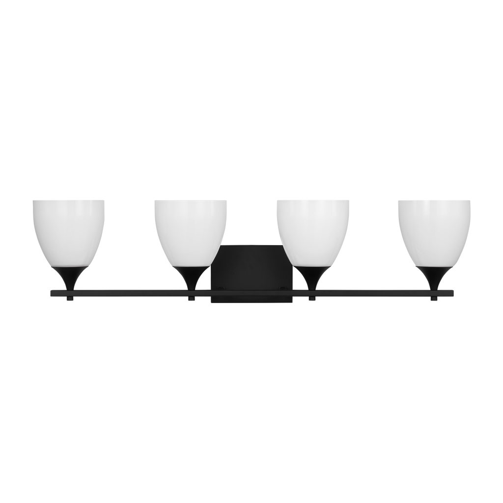 Toffino 4-Light Bath Sconce | Midnight Black | Milk Glass