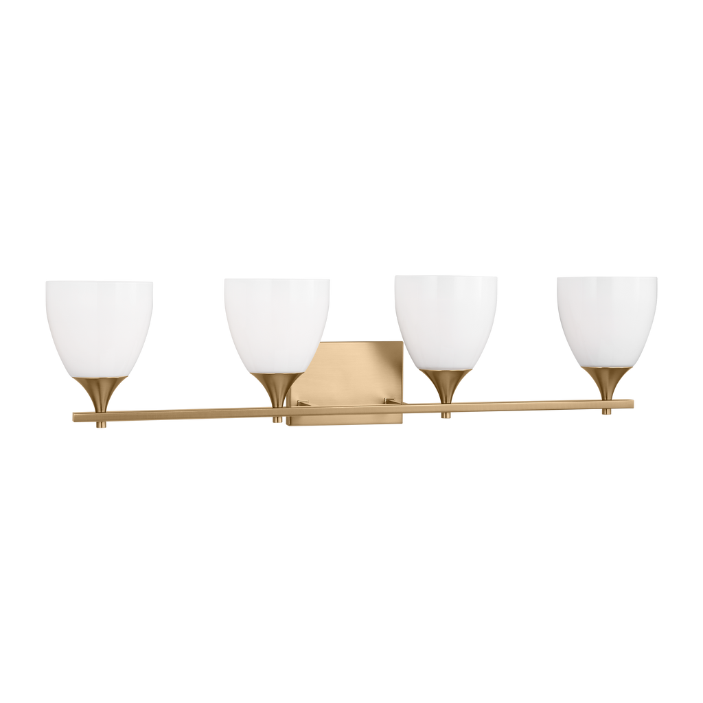 Toffino 4-Light Bath Sconce | Satin Brass | Milk Glass