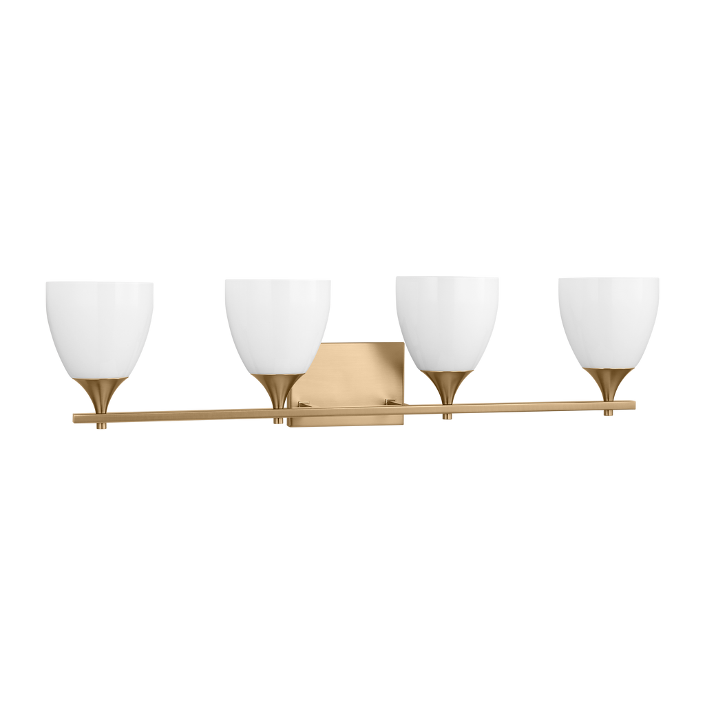Toffino 4-Light Bath Sconce | Satin Brass | Milk Glass