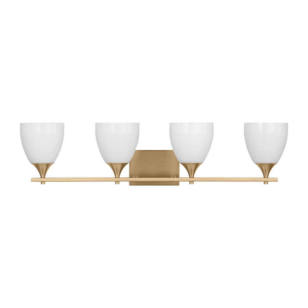 Toffino 4-Light Bath Sconce | Satin Brass | Milk Glass