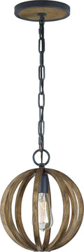 Allier Mini Pendant Weathered Oak Wood / Antique Forged Iron