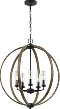 Allier Outdoor Chandelier Weathered Oak Wood / Antique Forged Iron