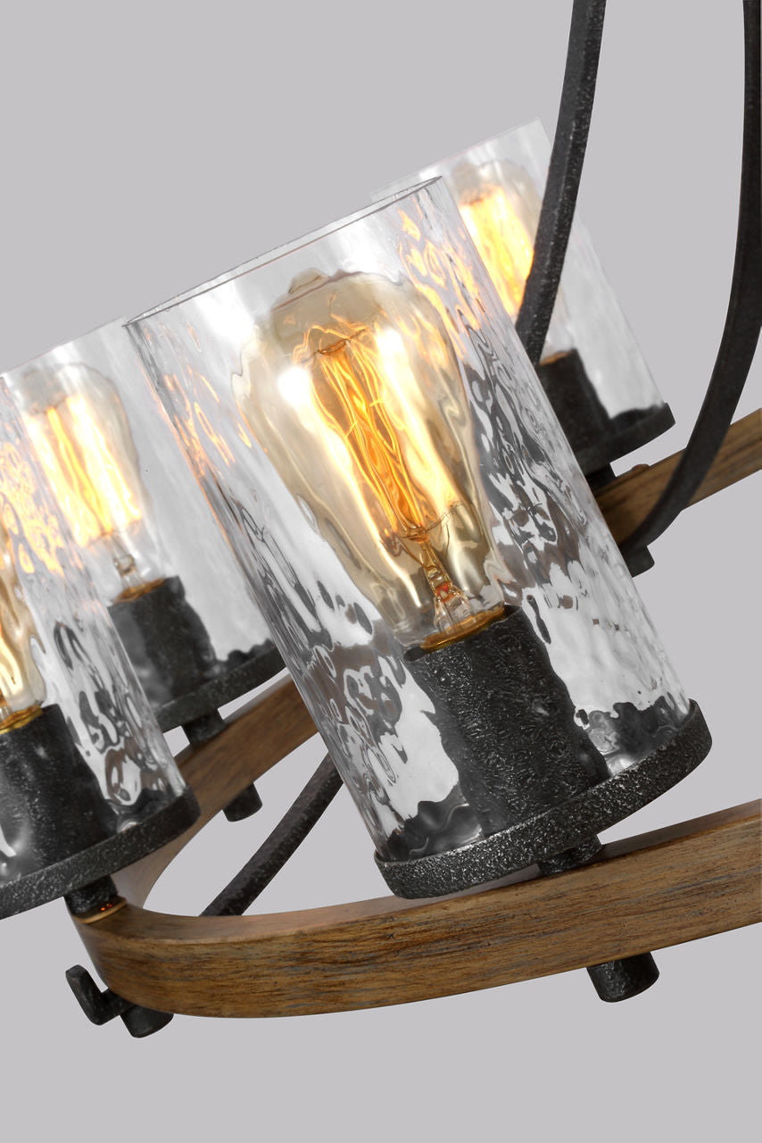 Angelo Large Chandelier Distressed Weathered Oak / Slate Grey Metal