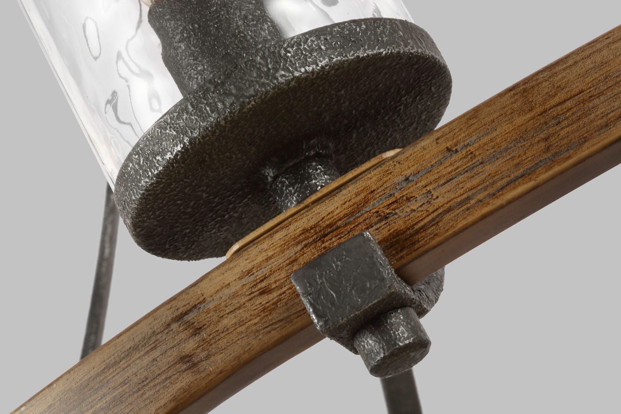 Angelo Large Chandelier Distressed Weathered Oak / Slate Grey Metal