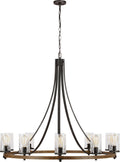 Angelo Large Chandelier Distressed Weathered Oak / Slate Grey Metal