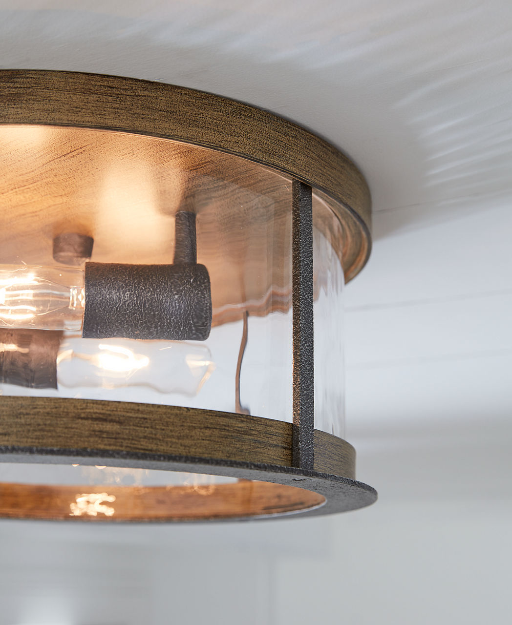 Angelo Flush Mount Distressed Weathered Oak / Slate Grey Metal