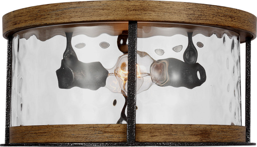 Angelo Flush Mount Distressed Weathered Oak / Slate Grey Metal
