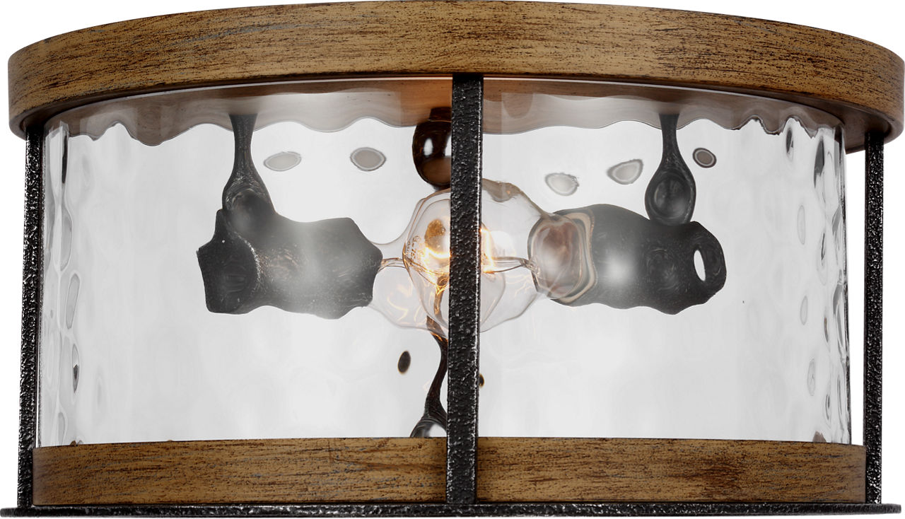 Angelo Flush Mount Distressed Weathered Oak / Slate Grey Metal