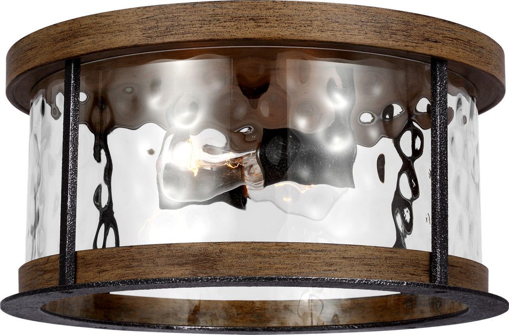 Angelo Flush Mount Distressed Weathered Oak / Slate Grey Metal