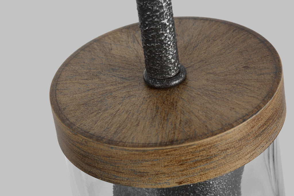 Angelo Slim Pendant Distressed Weathered Oak / Slate Grey Metal