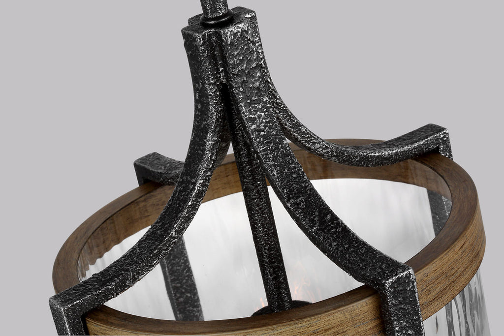Angelo Pendant Distressed Weathered Oak / Slate Grey Metal