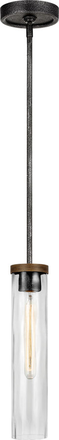 Angelo Slim Pendant Distressed Weathered Oak / Slate Grey Metal