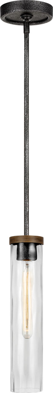 Angelo Slim Pendant Distressed Weathered Oak / Slate Grey Metal