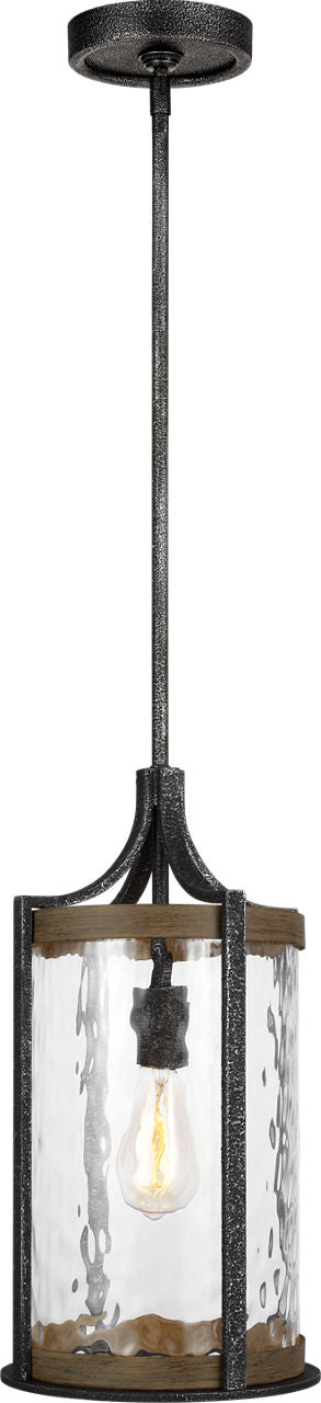 Angelo Pendant Distressed Weathered Oak / Slate Grey Metal