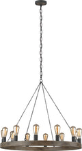 Avenir Medium Chandelier Weathered Oak Wood / Antique Forged Iron