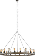 Avenir Large Chandelier Weathered Oak Wood / Antique Forged Iron