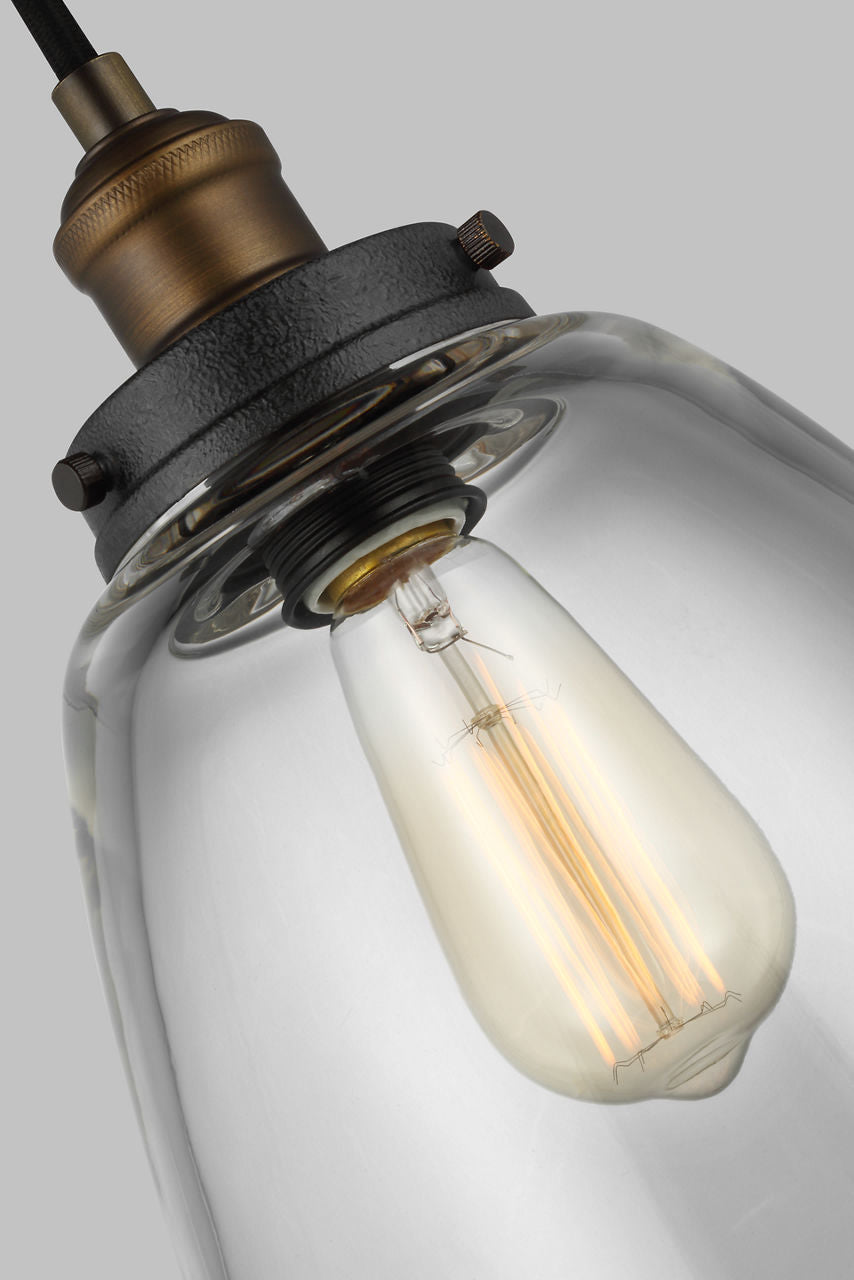 Baskin Chimney Pendant | Painted Aged Brass / Dark Weathered Zinc