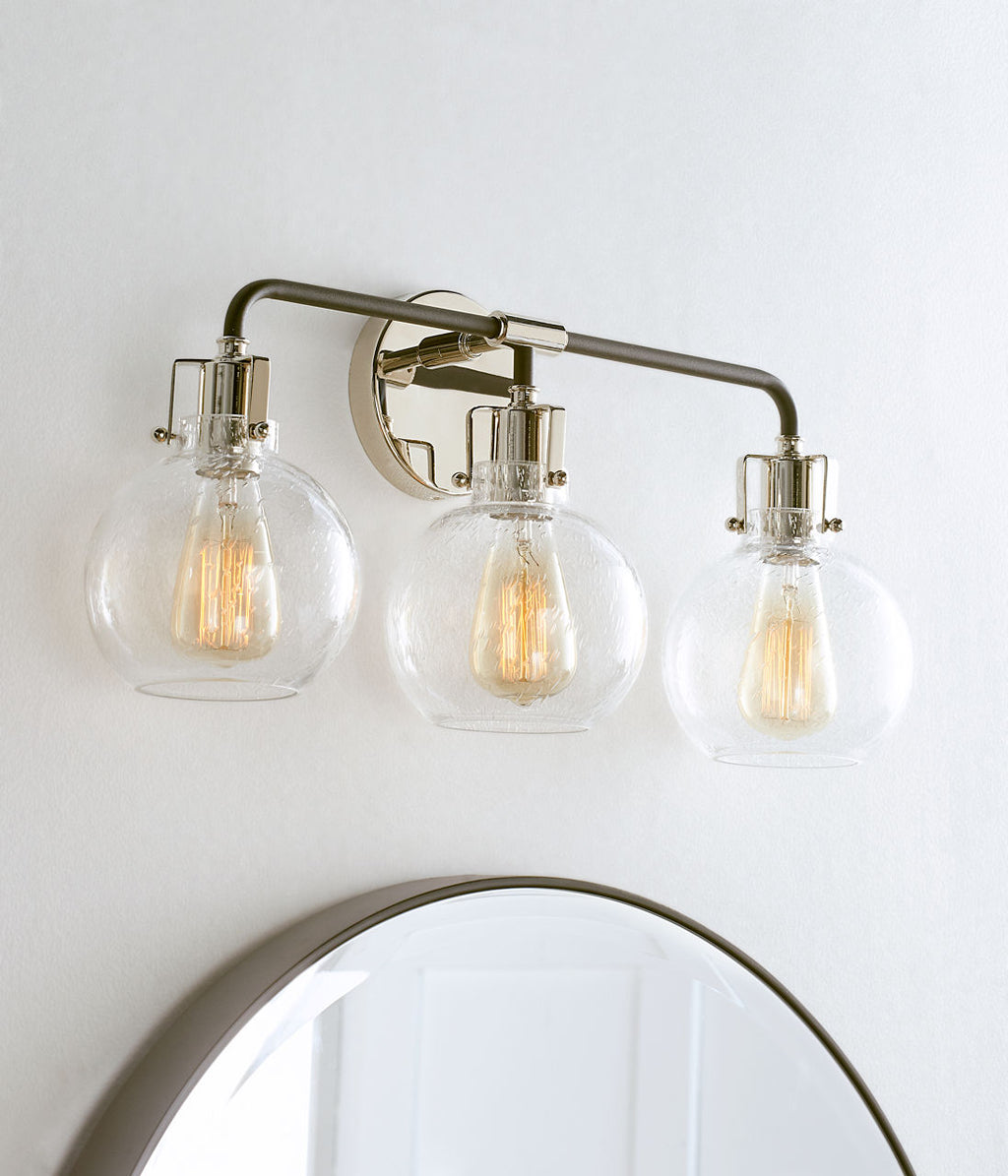 Clara 3 - Light Vanity | Polished Nickel/Textured Black
