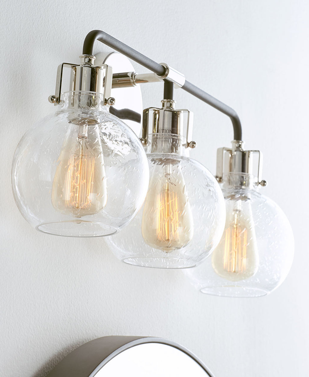Clara 3 - Light Vanity | Polished Nickel/Textured Black