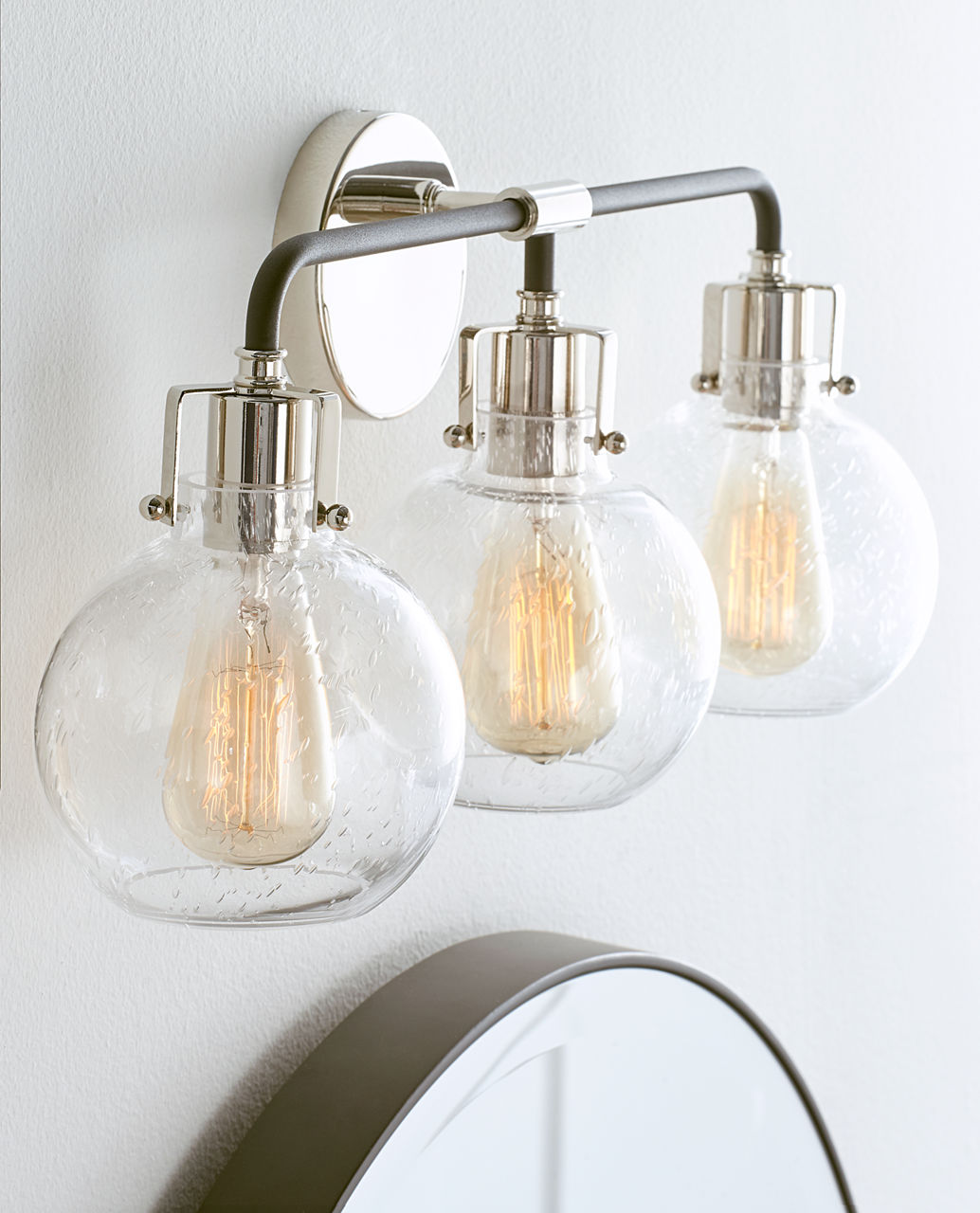 Clara 3 - Light Vanity | Polished Nickel/Textured Black