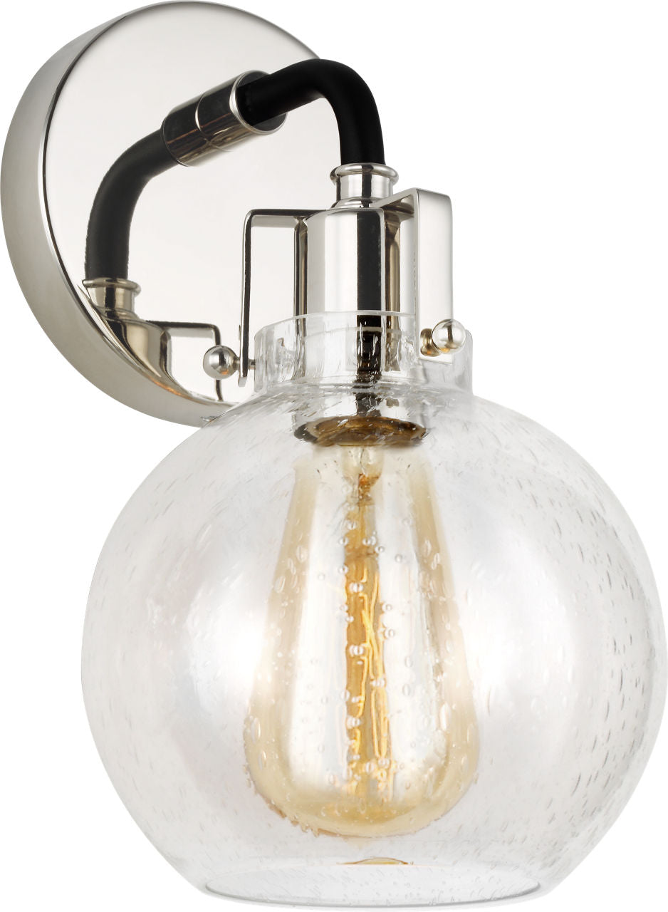 Clara 1 - Light Sconce | Polished Nickel/Textured Black