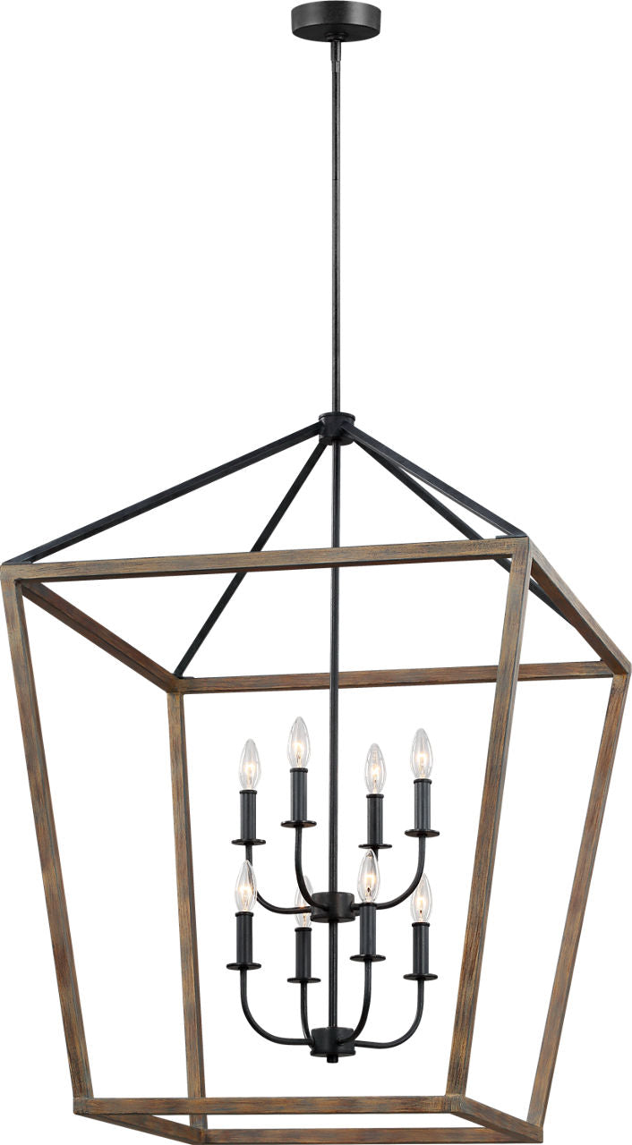 Gannet Extra Large Chandelier Weathered Oak Wood / Antique Forged Iron