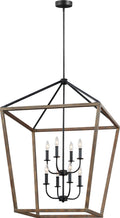 Gannet Extra Large Chandelier Weathered Oak Wood / Antique Forged Iron