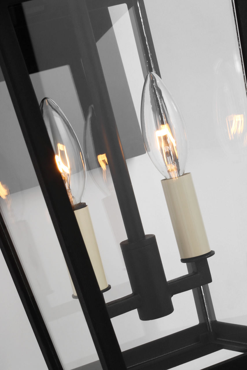 Warren Small Wall Lantern | Textured Black | White Aluminum Panels Bulb(s) Not Included