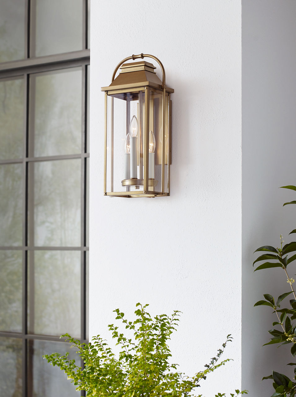 Wellsworth Small Lantern Painted Distressed Brass