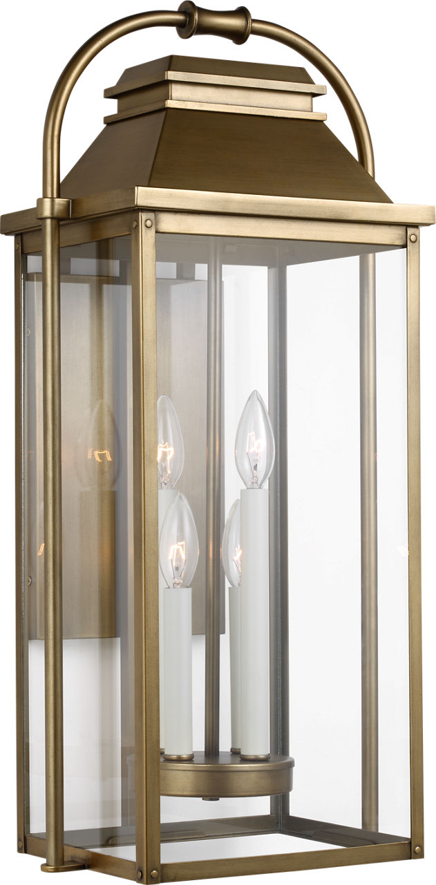 Wellsworth Large Lantern Painted Distressed Brass