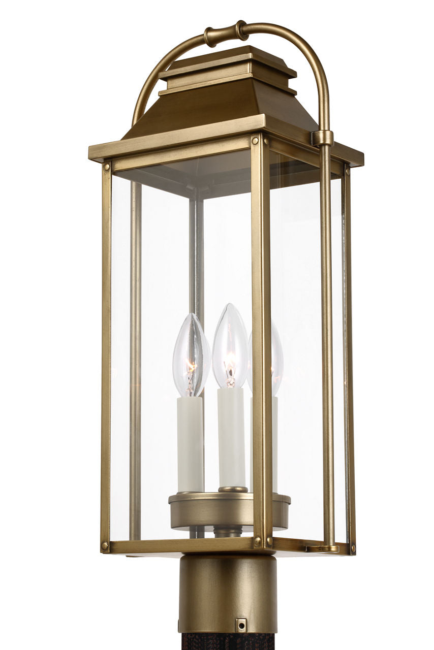 Wellsworth Post Lantern Painted Distressed Brass
