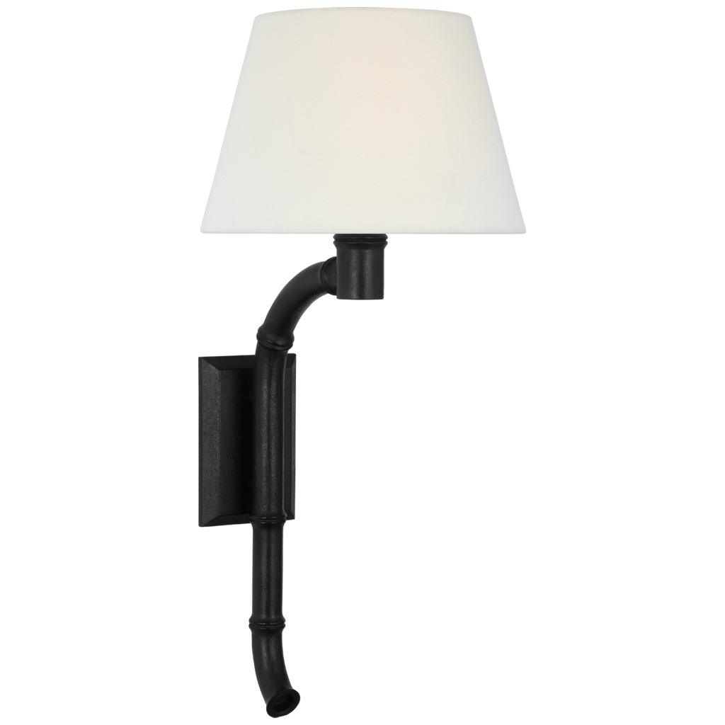 Alana 27" Curved Tail Sconce | French Rust | Linen Shade