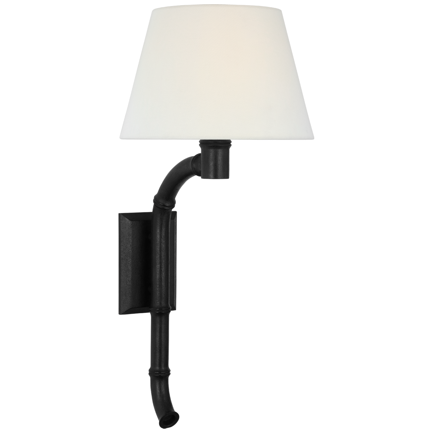 Alana 27" Curved Tail Sconce | French Rust | Linen Shade