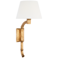 Alana 27" Curved Tail Sconce | Gilded Plaster | Linen Shade