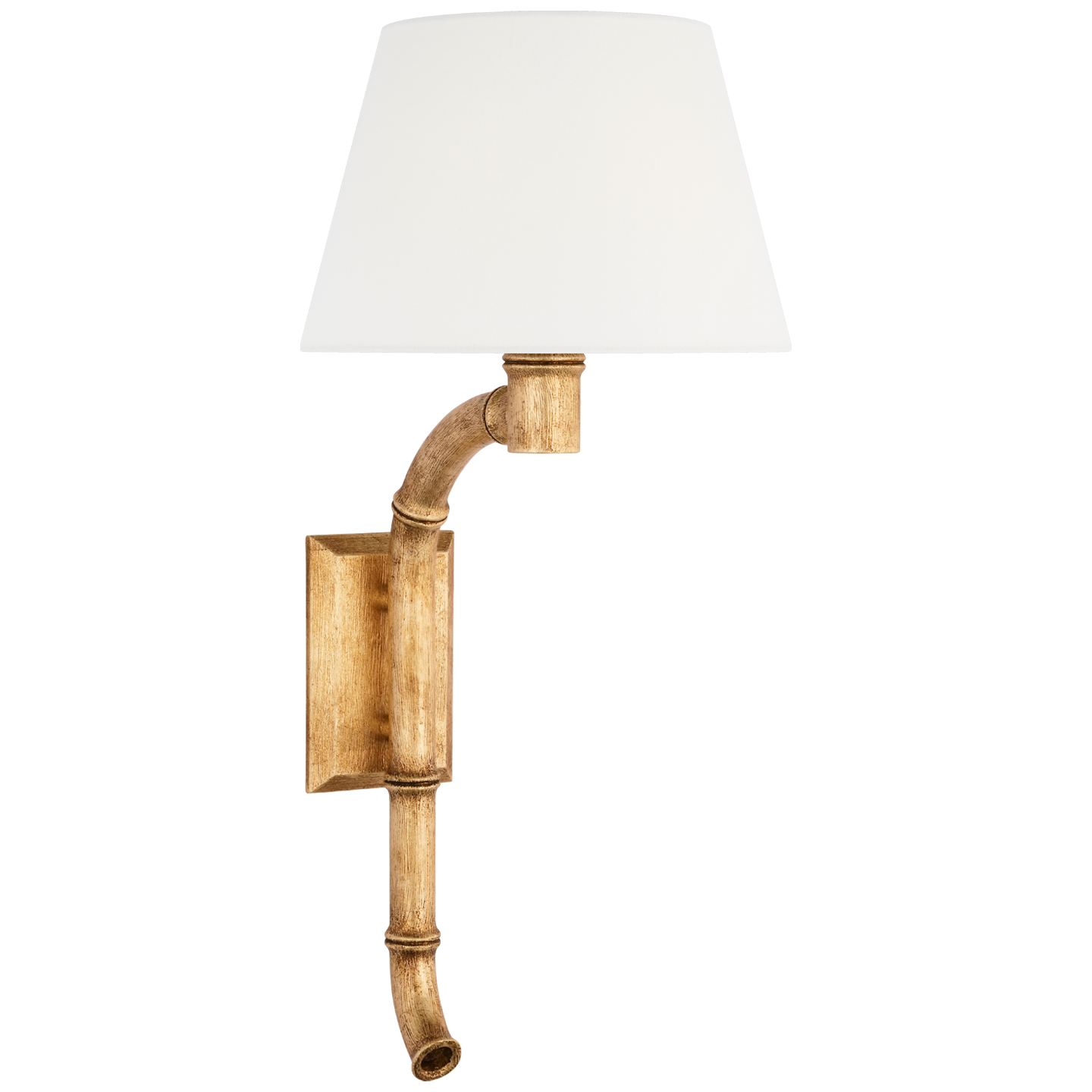 Alana 27" Curved Tail Sconce | Gilded Plaster | Linen Shade