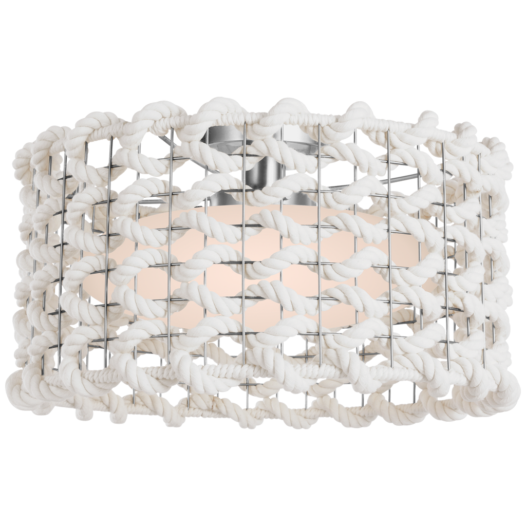 Catania 17" Flush Mount | Polished Nickel | Cream Woven Rope