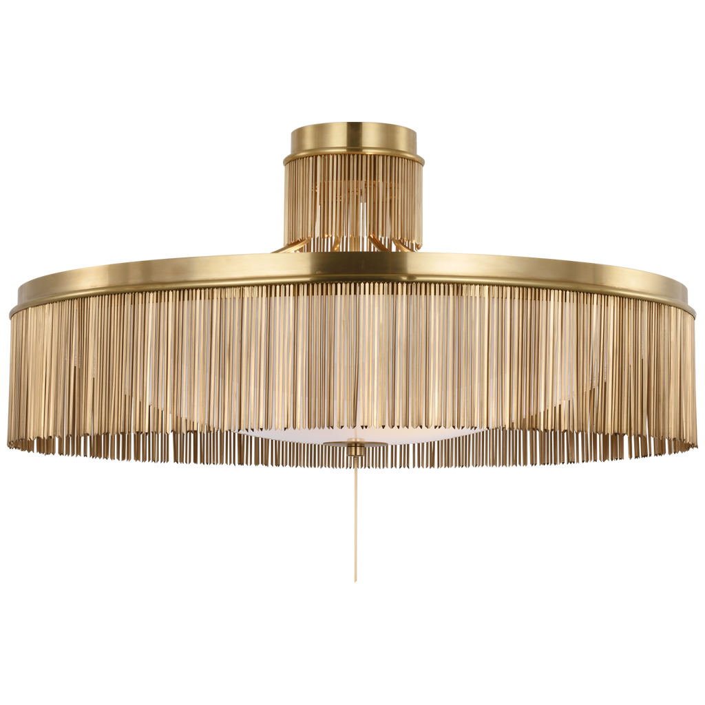 Sutton 32" Flush Mount | Antique-Burnished Brass | White Glass