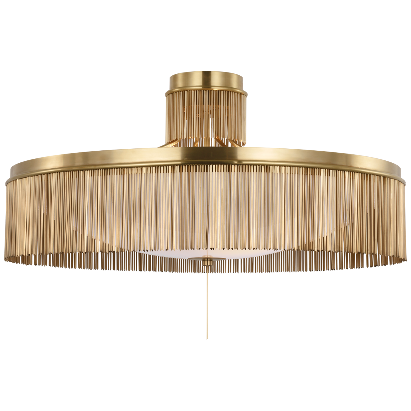 Sutton 32" Flush Mount | Antique-Burnished Brass | White Glass