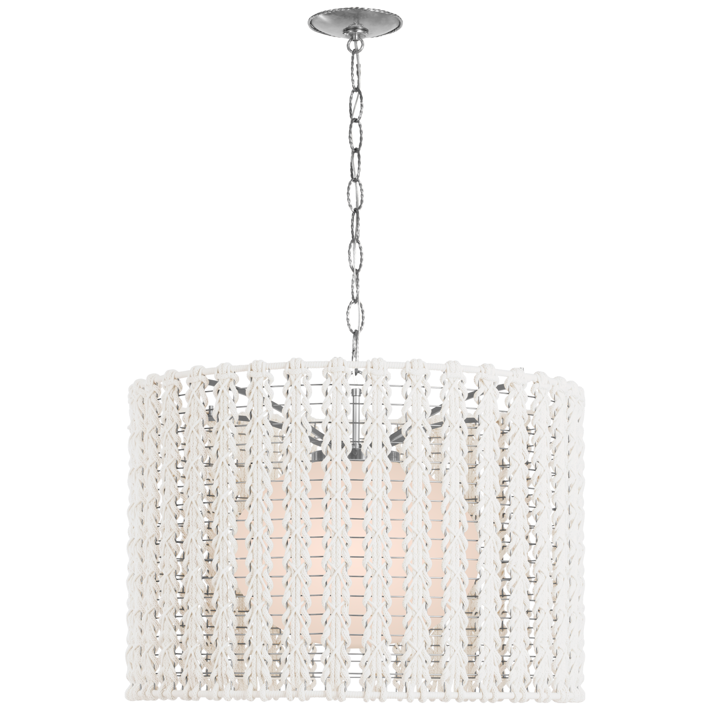 Catania 30" Hanging Shade | Polished Nickel | Cream Braided Rope