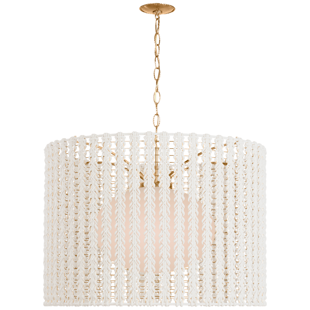 Catania 40" Hanging Shade | Antique-Burnished Brass | Cream Braided Rope