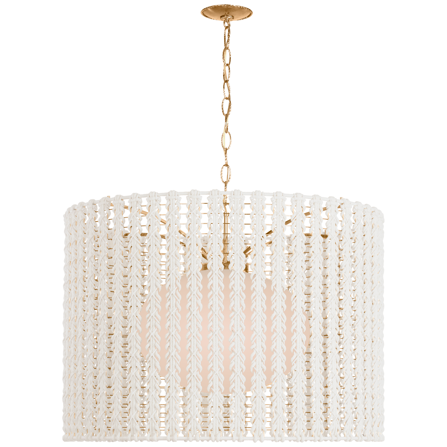Catania 40" Hanging Shade | Antique-Burnished Brass | Cream Braided Rope