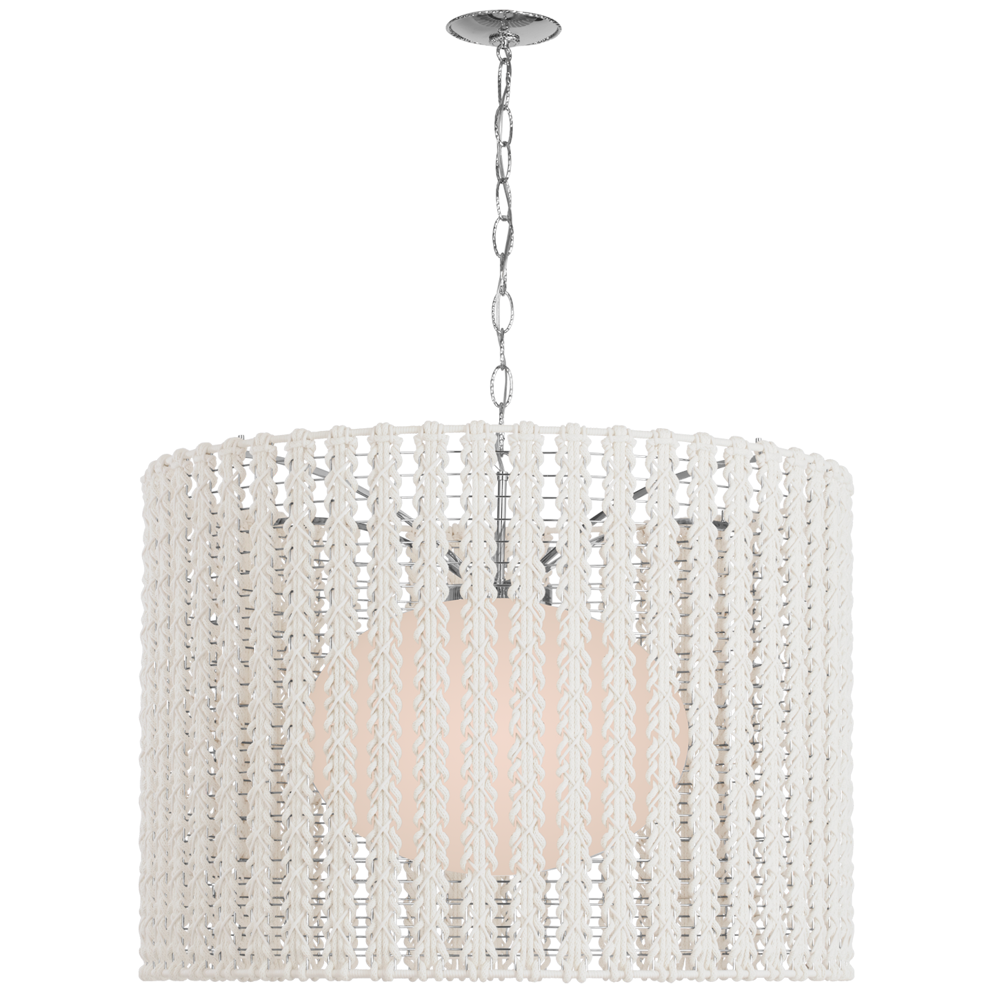 Catania 40" Hanging Shade | Polished Nickel | Cream Braided Rope