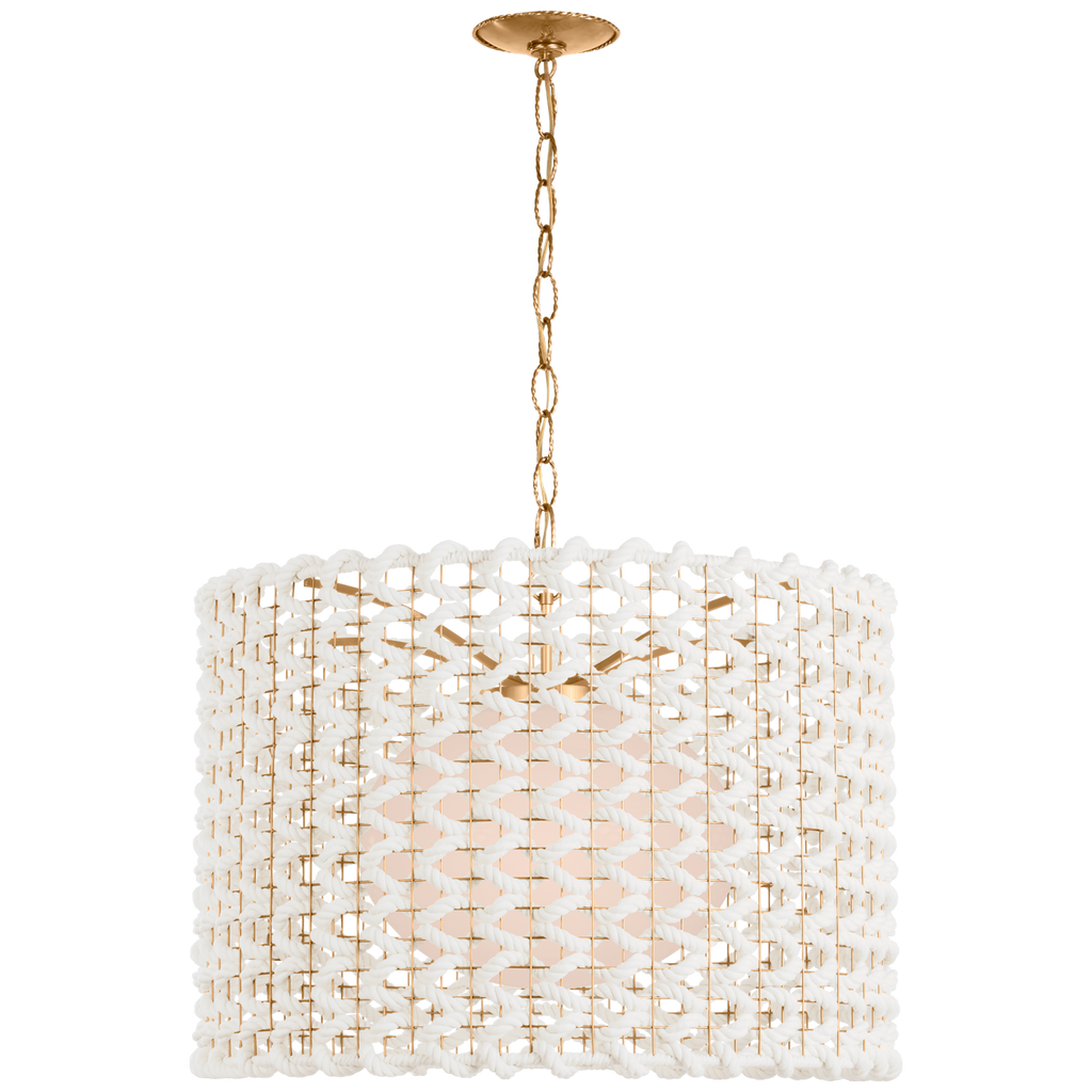 Catania 30" Hanging Shade | Antique-Burnished Brass | Cream Woven Rope