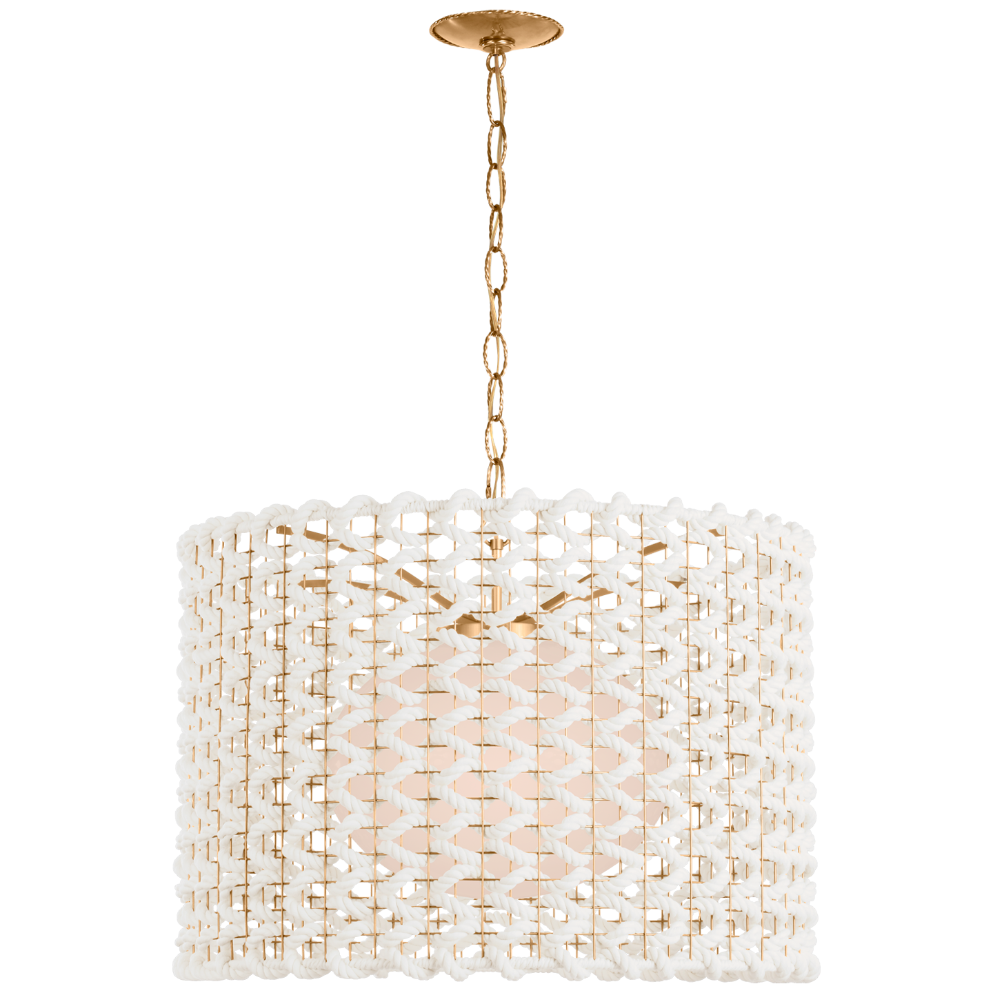Catania 30" Hanging Shade | Antique-Burnished Brass | Cream Woven Rope