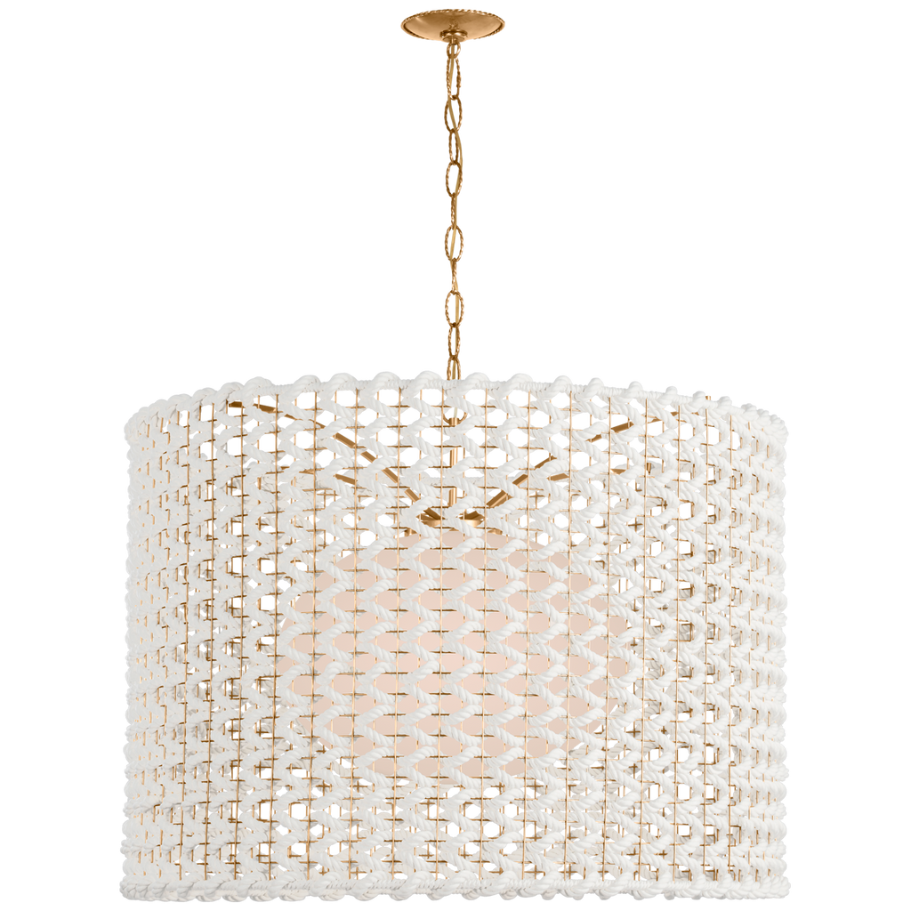 Catania 40" Hanging Shade | Antique-Burnished Brass | Cream Woven Rope