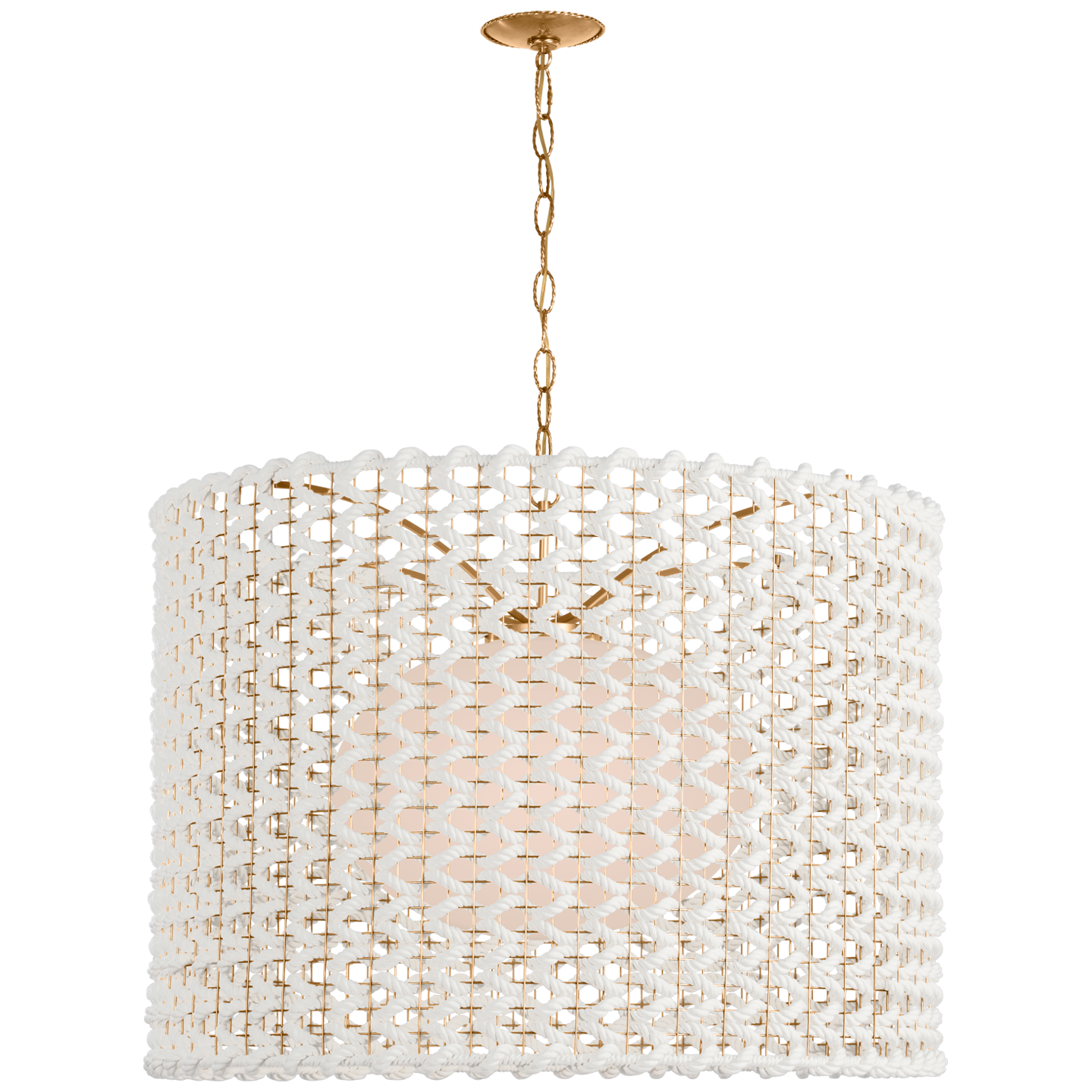Catania 40" Hanging Shade | Antique-Burnished Brass | Cream Woven Rope