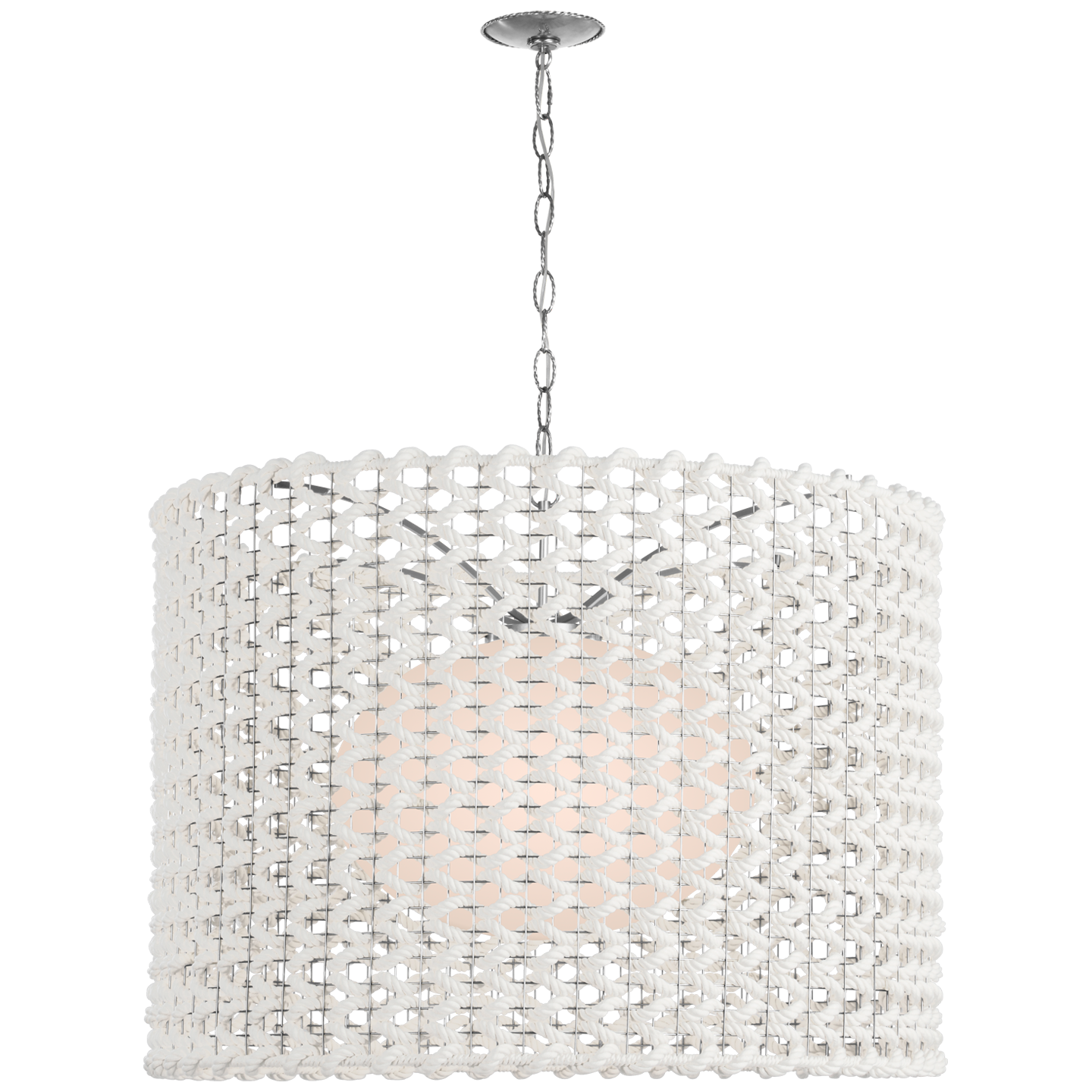 Catania 40" Hanging Shade | Polished Nickel | Cream Woven Rope