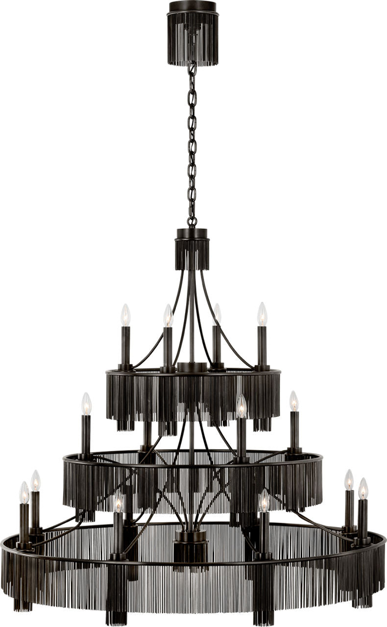 Sutton 50" Three Tier Chandelier | Bronze